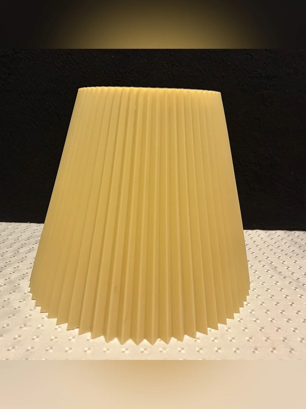 Vintage Light Creamy Yellow Hard Plastic Accordian Pleated Lampshade
